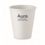 Vaso reutilizable de una sola pared hecho de maíz 200ml color blanco vista principal