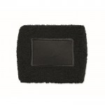 Muñequera de ejercicio de poli algodón con parche personalizable color negro segunda vista