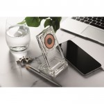 Soporte transparente para el teléfono con cargador inalámbrico 15W color transparente vista bodegón