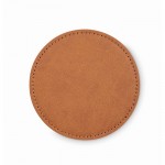 Posavasos redondo de cuero sintético para personalizar color marrón segunda vista