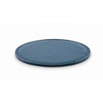 Posavasos redondo de cuero sintético para personalizar color azul marino