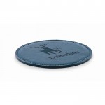 Posavasos redondo de cuero sintético para personalizar color azul marino vista principal