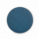 Posavasos redondo de cuero sintético para personalizar color azul marino segunda vista