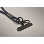 Lanyard para móvil con cable de carga y transferencia de datos color azul marino vista fotografía quinta vista