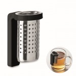 Infusor de té hecho de acero inoxidable con gancho de plástico color negro