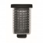 Infusor de té hecho de acero inoxidable con gancho de plástico color negro cuarta vista