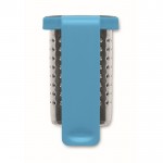 Infusor de té hecho de acero inoxidable con gancho de plástico color turquesa quinta vista