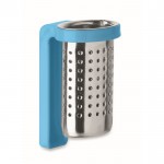 Infusor de té hecho de acero inoxidable con gancho de plástico color turquesa sexta vista