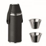 Petaca de acero inoxidable con 2 vasos de chupito 230ml y 20ml color negro