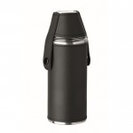 Petaca de acero inoxidable con 2 vasos de chupito 230ml y 20ml color negro octava vista