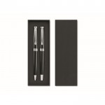 Set de bolígrafo tinta azul y roller tinta negra en estuche color negro segunda vista