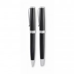 Set de bolígrafo tinta azul y roller tinta negra en estuche color negro novena vista