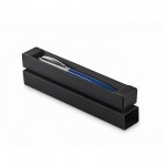 Bolígrafo pulsador de acero inoxidable en estuche tinta azul color azul
