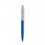 Bolígrafo pulsador de acero inoxidable en estuche tinta azul color azul segunda vista
