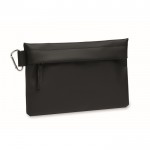 Neceser organizador de poliéster y PU con mosquetón en el lateral color negro