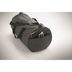 Bolsa de viaje de poliéster y PU con compartimientos laterales color gris oscuro vista fotografía tercera vista