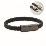 Pulsera trenzada de PU con cable de carga y transferencia de datos 60W color negro