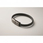 Pulsera trenzada de PU con cable de carga y transferencia de datos 60W color negro vista fotografía segunda vista