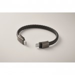 Pulsera trenzada de PU con cable de carga y transferencia de datos 60W color negro vista fotografía tercera vista
