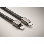 Pulsera trenzada de PU con cable de carga y transferencia de datos 60W color negro vista fotografía cuarta vista