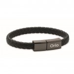 Pulsera trenzada de PU con cable de carga y transferencia de datos 60W color negro vista principal