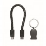 Pulsera negra trenzada con cable de carga y transferencia de datos 60W color negro tercera vista