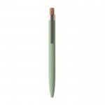 Bolígrafo de aluminio reciclado con pulsador de corcho tinta azul color verde menta cuarta vista