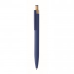 Bolígrafo de aluminio reciclado con pulsador de bambú tinta azul color azul