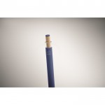 Bolígrafo de aluminio reciclado con pulsador de bambú tinta azul color azul vista fotografía tercera vista