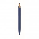 Bolígrafo de aluminio reciclado con pulsador de bambú tinta azul color azul quinta vista