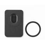 Tarjetero magnético para el teléfono de piel con función de soporte color negro segunda vista