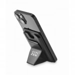 Tarjetero magnético para el teléfono de piel con función de soporte color negro vista principal cuarta vista