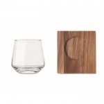 Vaso corto de cristal para whisky con posavasos de madera de acacia color transparente quinta vista
