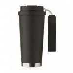 Vaso de acero inoxidable reciclado con tapa y pajita 2 en 1 500ml color negro sexta vista