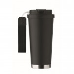 Vaso de acero inoxidable reciclado con tapa y pajita 2 en 1 500ml color negro septima vista