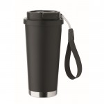 Vaso de acero inoxidable reciclado con tapa y pajita 2 en 1 500ml color negro decima vista