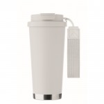 Vaso de acero inoxidable reciclado con tapa y pajita 2 en 1 500ml color blanco sexta vista