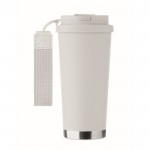Vaso de acero inoxidable reciclado con tapa y pajita 2 en 1 500ml color blanco septima vista