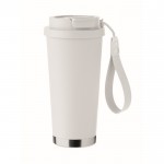 Vaso de acero inoxidable reciclado con tapa y pajita 2 en 1 500ml color blanco decima vista