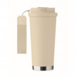 Vaso de acero inoxidable reciclado con tapa y pajita 2 en 1 500ml color beige septima vista