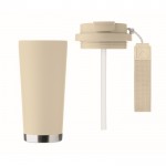 Vaso de acero inoxidable reciclado con tapa y pajita 2 en 1 500ml color beige octava vista
