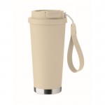 Vaso de acero inoxidable reciclado con tapa y pajita 2 en 1 500ml color beige decima vista