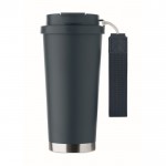 Vaso de acero inoxidable reciclado con tapa y pajita 2 en 1 500ml color azul marino sexta vista