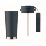 Vaso de acero inoxidable reciclado con tapa y pajita 2 en 1 500ml color azul marino octava vista