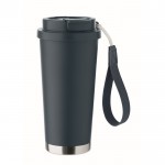 Vaso de acero inoxidable reciclado con tapa y pajita 2 en 1 500ml color azul marino decima vista