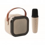 Set de karaoke con altavoz estilo vintage con luces LED y micrófono color beige