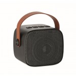 Altavoz cuadrado con asa marrón de cuero sintético estilo vintage color negro
