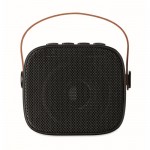 Altavoz cuadrado con asa marrón de cuero sintético estilo vintage color negro cuarta vista