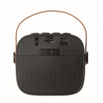 Altavoz cuadrado con asa marrón de cuero sintético estilo vintage color negro quinta vista
