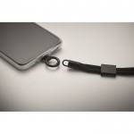 Pulsera de RPET ajustable para el móvil con una longitud de 25cm color negro vista fotografía quinta vista